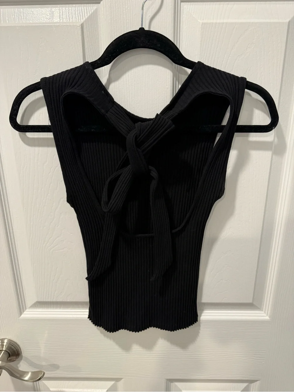 Zara Sleeveless Ribbed Knit Tank Top - Black